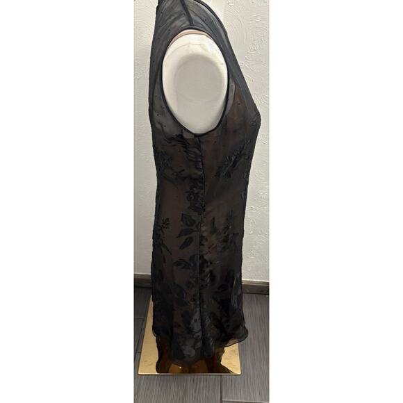 Linda Allard Ellen Tracy Women's Sleeveless Silk Velvet Burnout Size 6 Black - Picture 5 of 6